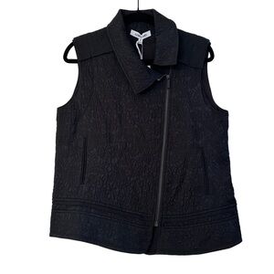 NWT Elizabeth & James Willem Black Padded Jacquard Collared Vest - Size 6